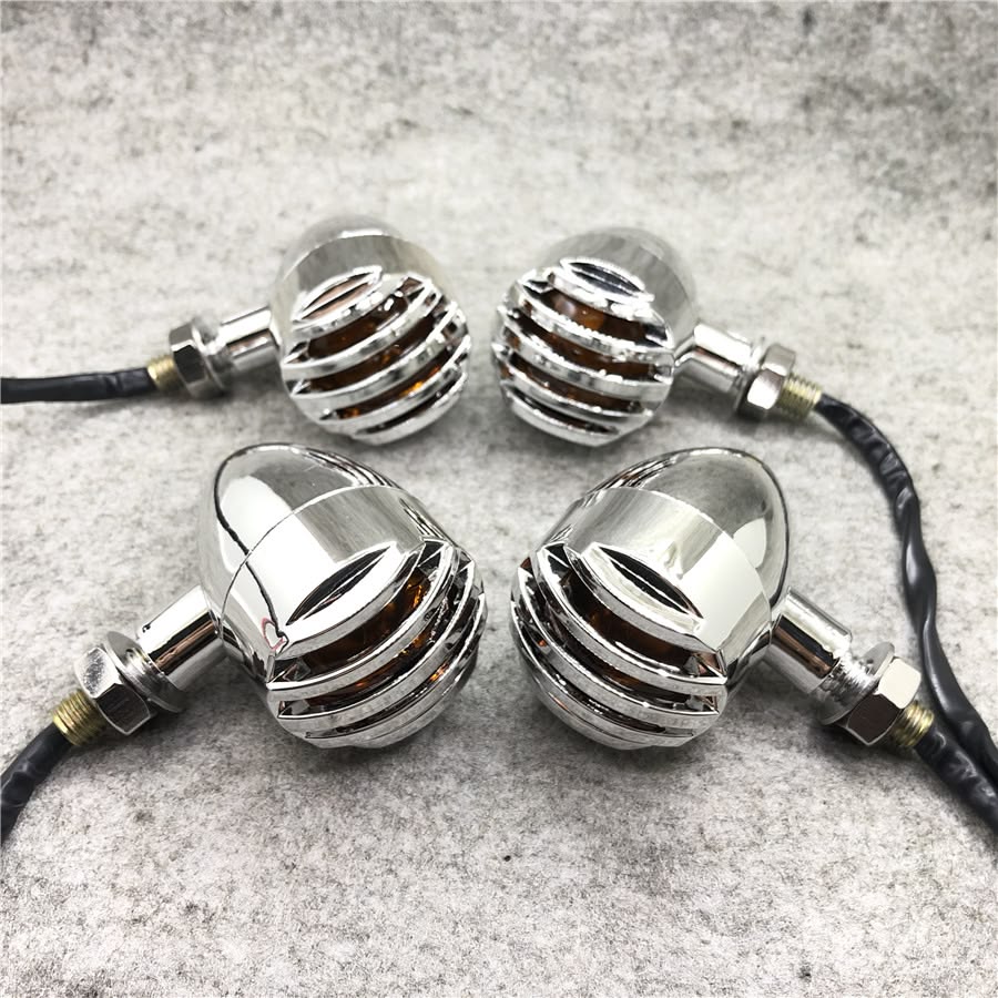 432fb9c0db36ec213bc5840a3f66bd4a 4 STUKS Universele ABS Motorfiets Richtingaanwijzer Chrome Bullet - Image 1