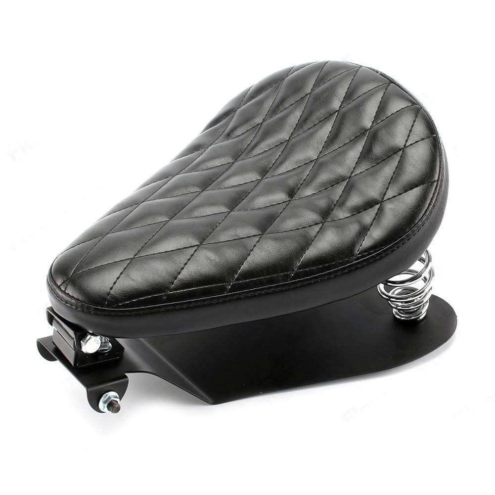 Version 1.0.0 Triclicks Universal Black Motorcycle Solo Seat With Spring Bracket - Image 1