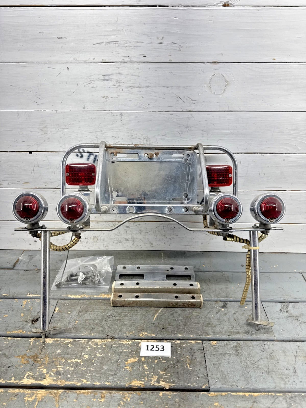FRONTLIGHT Harley 1966 shovelhead rear light bar vintage accessory license plate bar - Image 1
